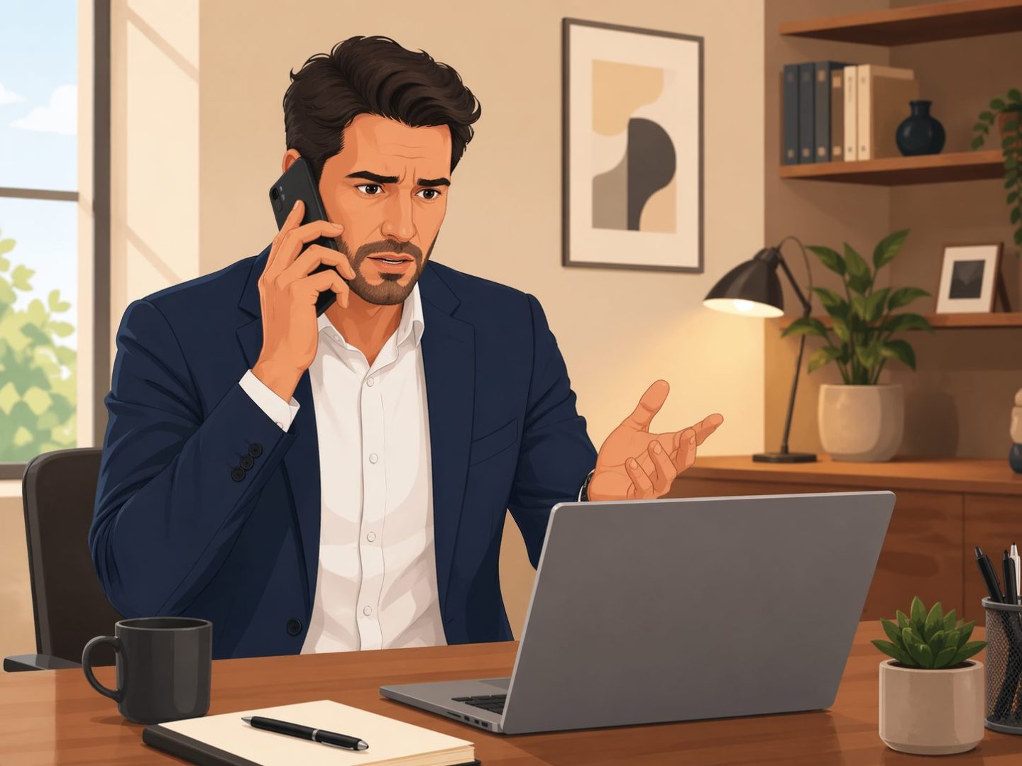 Business IT helpdesk call -- business owner contacting IT support for urgent issue