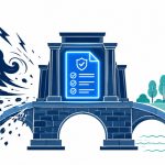 Business continuity plan building resilience -- flat vector of solid structure with BCP document withstanding storm of cyber and operational disruptions