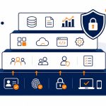 Identity and access management NZ – flat vector of IAM as foundation layer supporting all cyber security controls