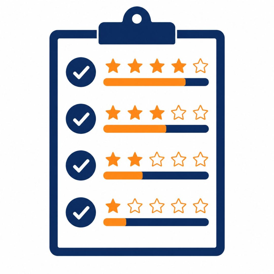 IT support services NZ provider evaluation – flat vector scorecard for assessing NZ IT support providers across key criteria