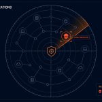 Managed detection and response NZ -- flat vector of MDR security radar detecting and alerting on network threat