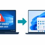Windows 10 end of life NZ -- flat vector showing Windows 10 countdown warning transitioning to Windows 11