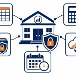IT for accounting firms: flat vector banner of a practice-management, workpaper, and ledger software stack connected as one secure system.