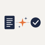A document passing through an AI step to a checked, approved result