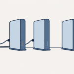 Data backup strategy banner showing three drives with one standing apart and unplugged