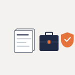 IT for professional services: client documents, a briefcase and a shield representing protected client information