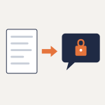 AI data security: a business document going into an AI chat protected by a padlock