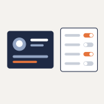 Identity and access management: a staff ID card beside a panel of access permissions, some switched on and some off
